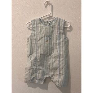 Bunnies By The Bay Blue Seersucker Bunny Romper NWT 9-12 Months